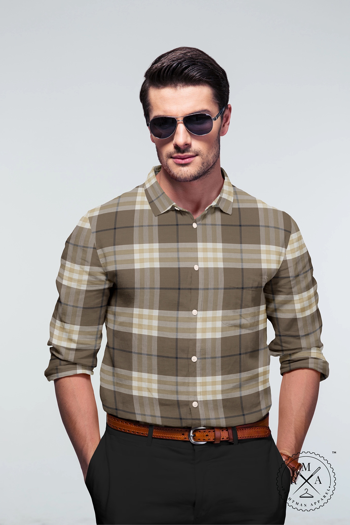 Brown Checkerboard Style Shirt SH214